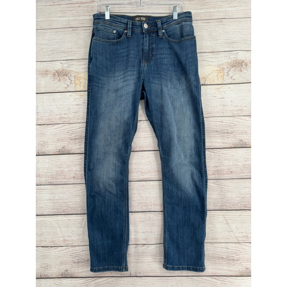 DUER L2X Relaxed Taper Jeans Mens 30 Blue‎ Medium Wash Denim Stretch